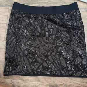 BCBGMaxAzria Black Sequin Patterned Mini Skirt